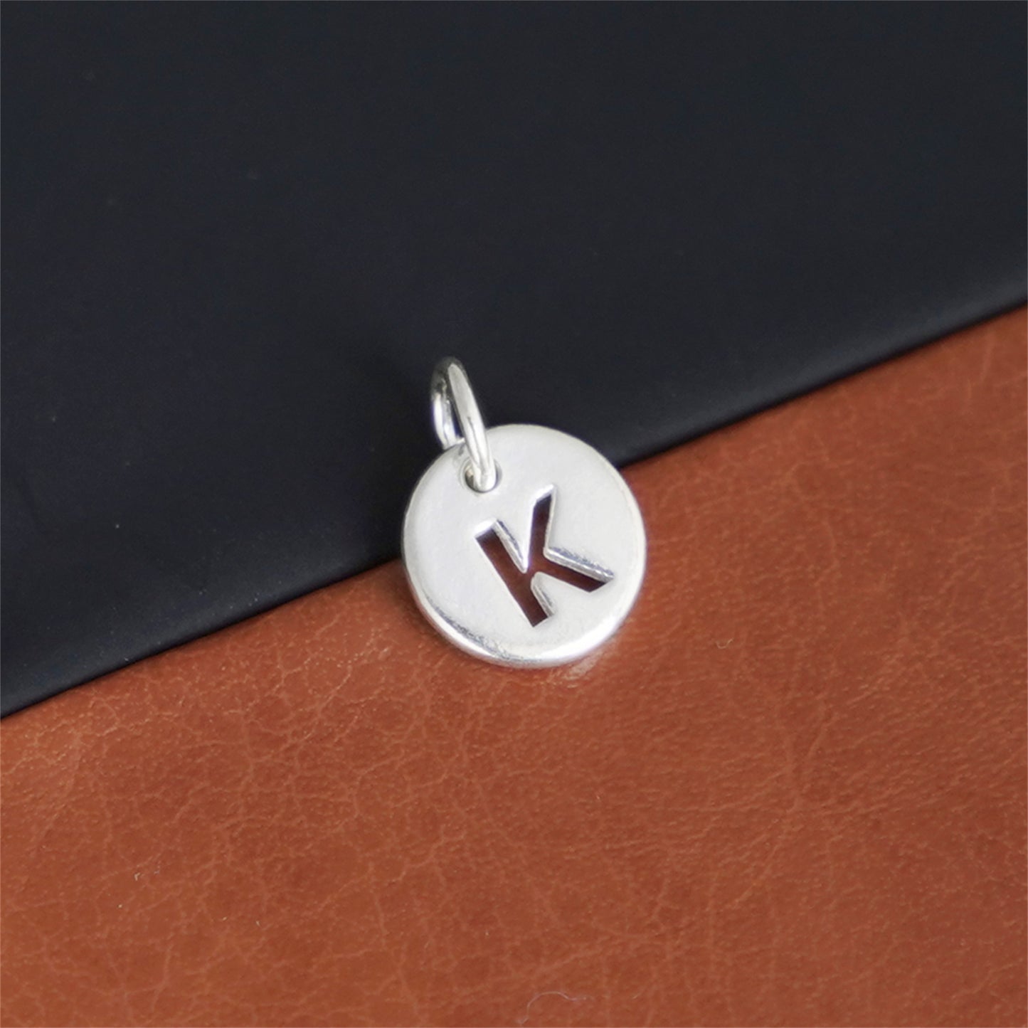 Sterling Silver A-Z Letter Alphabet Initial Disc Circle Charm Pendant - sugarkittenlondon