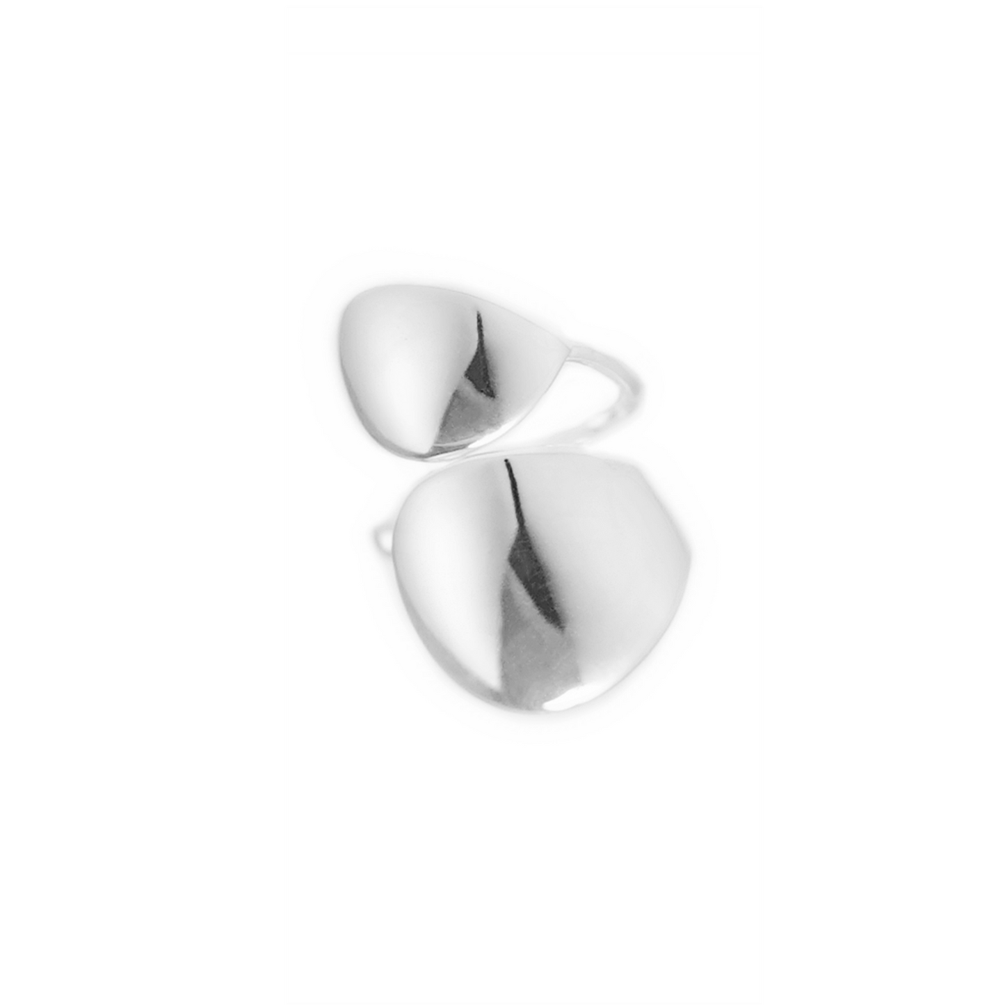 Sterling Silver Double Disc Dome No Piercing Clip Ear Cuff Edge Helix Earrings - sugarkittenlondon
