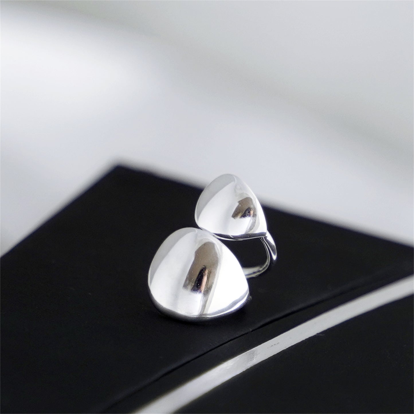 Sterling Silver Double Disc Dome No Piercing Clip Ear Cuff Edge Helix Earrings - sugarkittenlondon