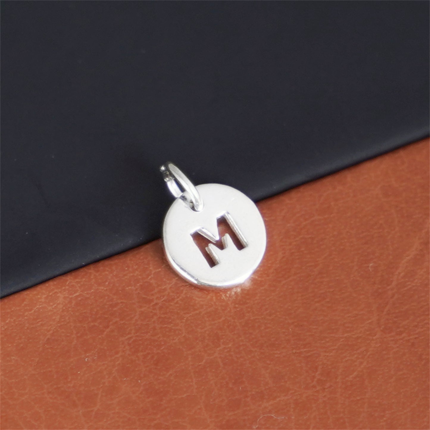 Sterling Silver A-Z Letter Alphabet Initial Disc Circle Charm Pendant - sugarkittenlondon