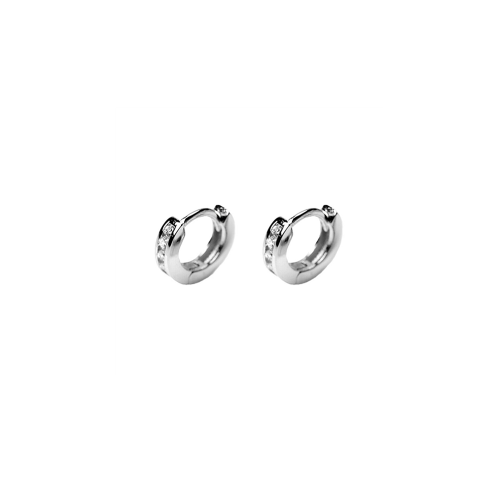 Sterling Silver Mini 5mm Huggie Hoop Bezel Channel CZ Cuff Eternity Earrings P2 - sugarkittenlondon