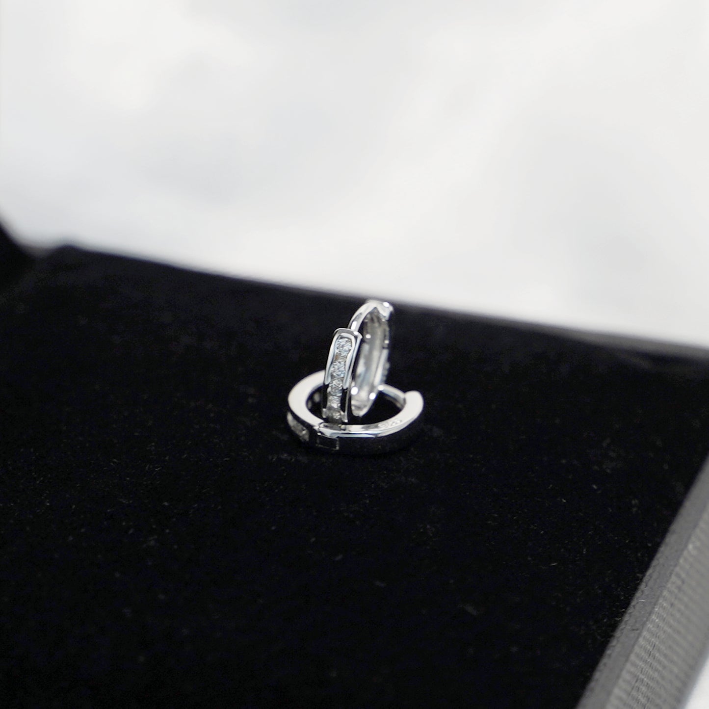 Sterling Silver Channel CZ Huggie Hoop Cuff Eternity Earrings P4 - sugarkittenlondon
