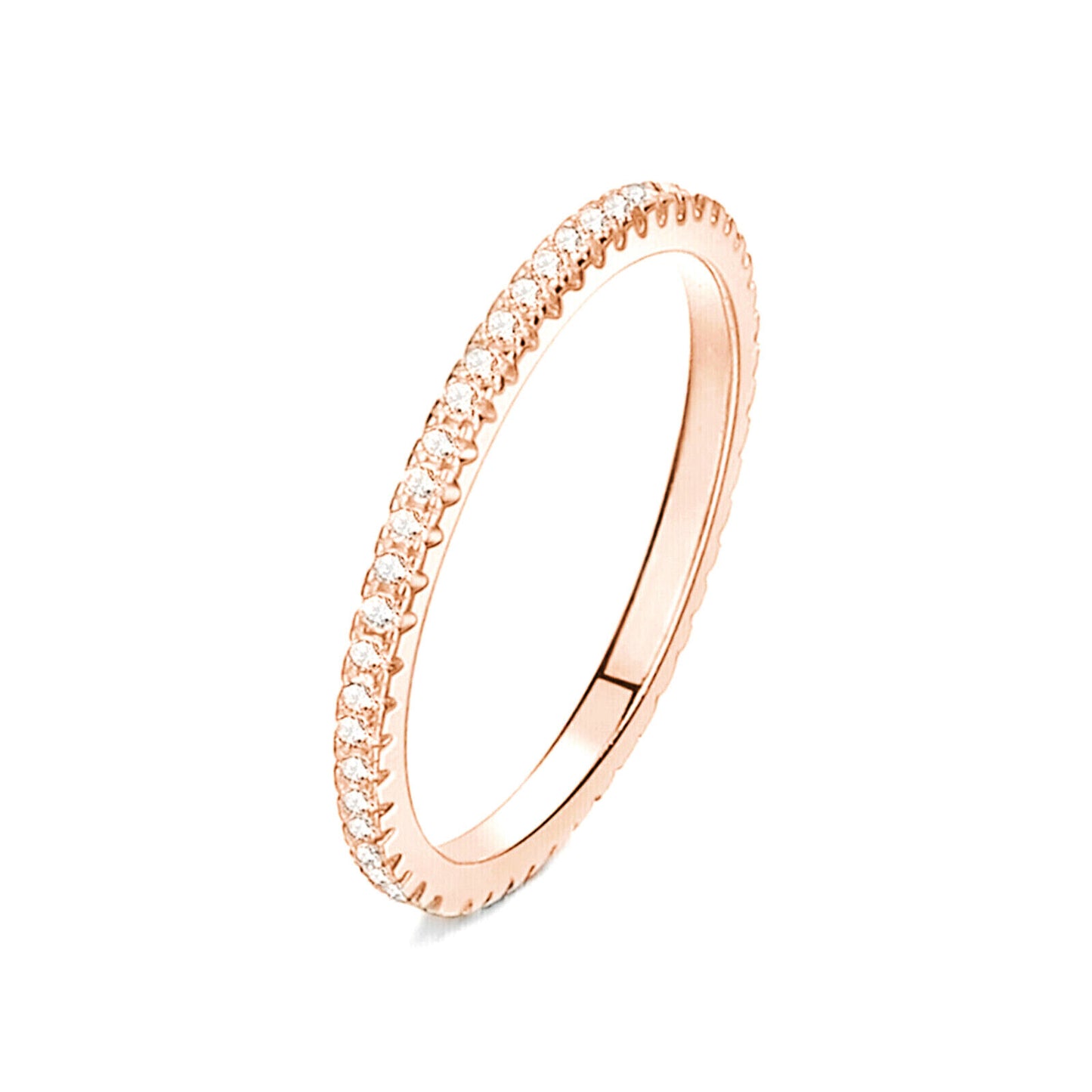 Sterling Silver Full Eternity 1.5mm Pave Set CZ Crystal Stacking Ring I - Q - sugarkittenlondon