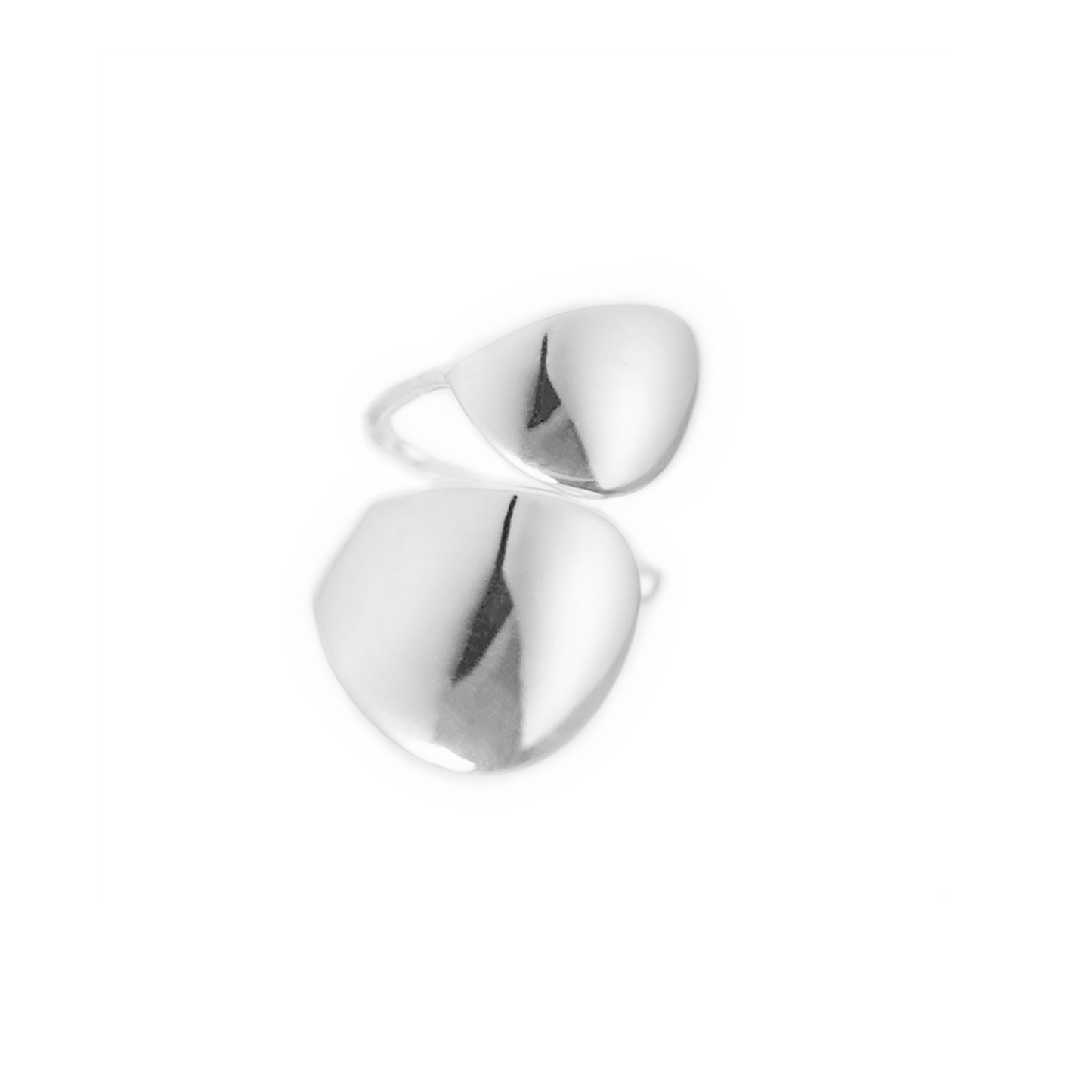 Sterling Silver Double Disc Dome No Piercing Clip Ear Cuff Edge Helix Earrings - sugarkittenlondon