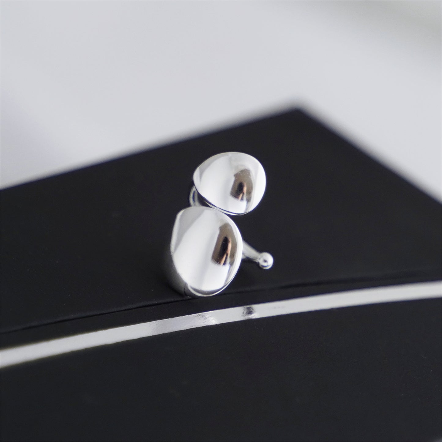 Sterling Silver Double Disc Dome No Piercing Clip Ear Cuff Edge Helix Earrings - sugarkittenlondon
