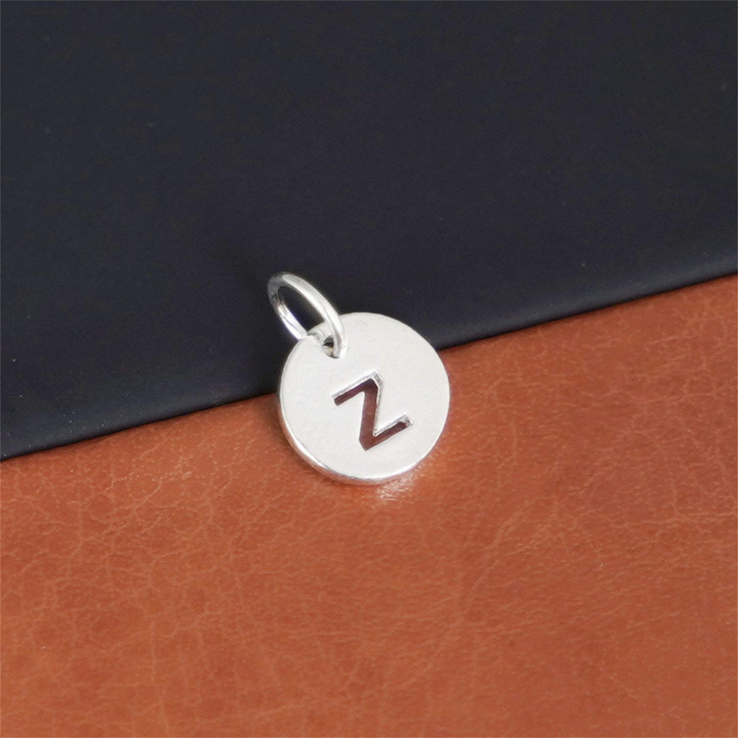 Sterling Silver A-Z Letter Alphabet Initial Disc Circle Charm Pendant - sugarkittenlondon