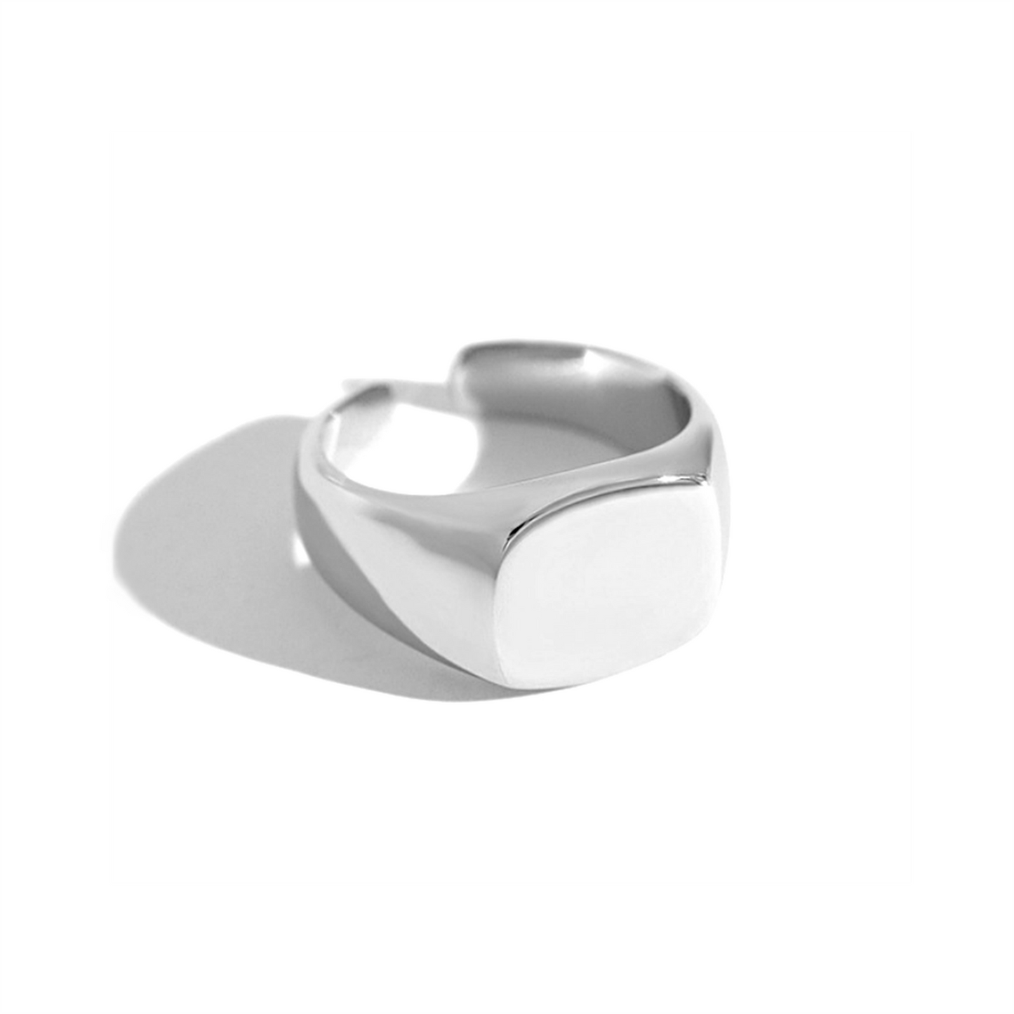 Sterling Silver Polished Cushion Square Signet Ring for Men and Women - sugarkittenlondon