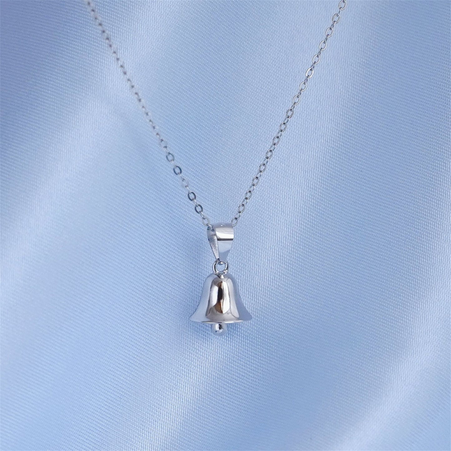 Sterling Silver 3D Jingle Bell Pendant Necklace with Belcher Chain - sugarkittenlondon