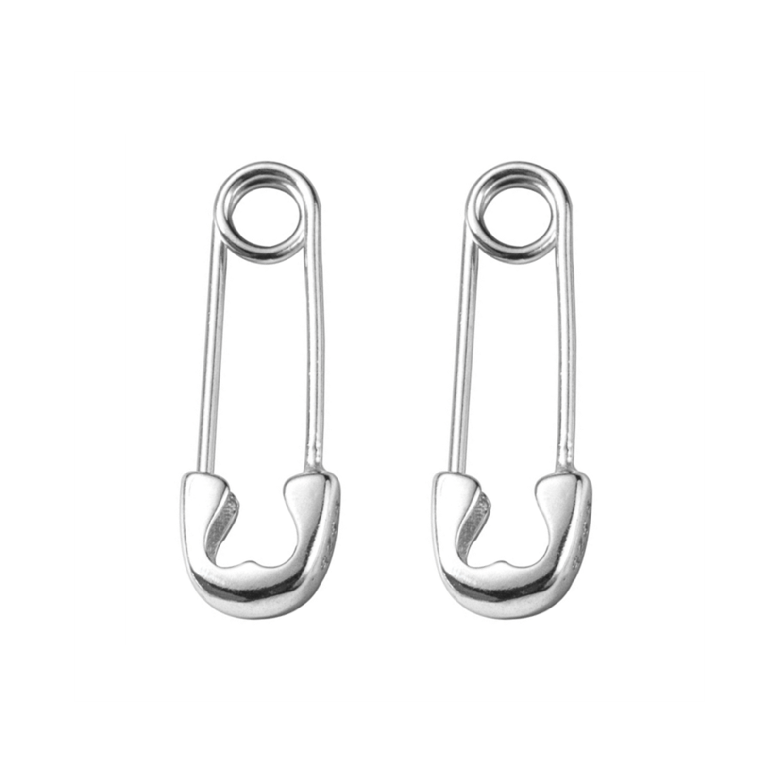2cm 3cm Sterling Silver Safety Pin Heart Paper Clip Hoop Drop Cuff Earrings - sugarkittenlondon