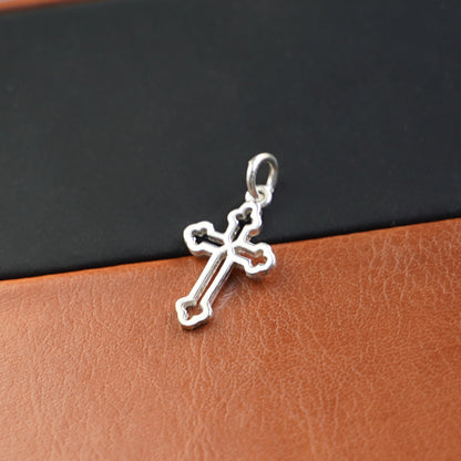 Sterling Silver Hollow Cross Pendant Charm for Necklace Bracelet Earrings - sugarkittenlondon