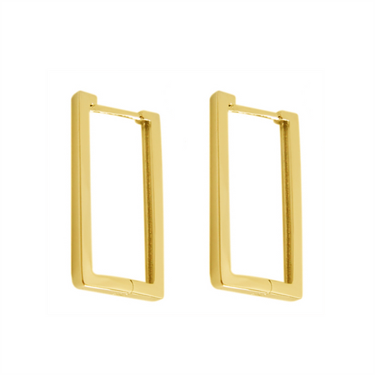 Square Huggie Hoop Drop Earrings in 18K Gold Plated Sterling Silver