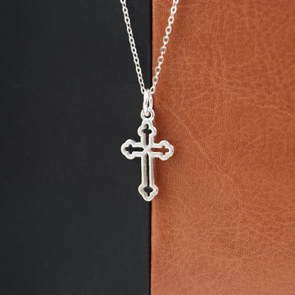Sterling Silver Hollow Cross Pendant Charm for Necklace Bracelet Earrings - sugarkittenlondon
