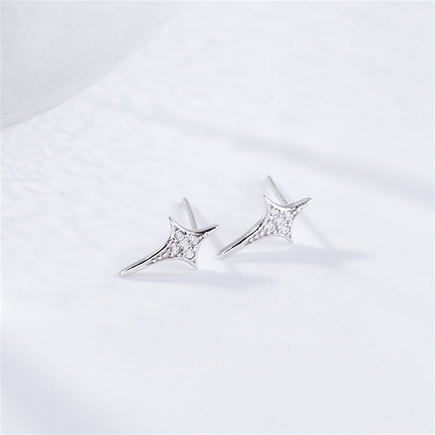 Sterling Silver Sparkling CZ Cross Stud Earrings for Women