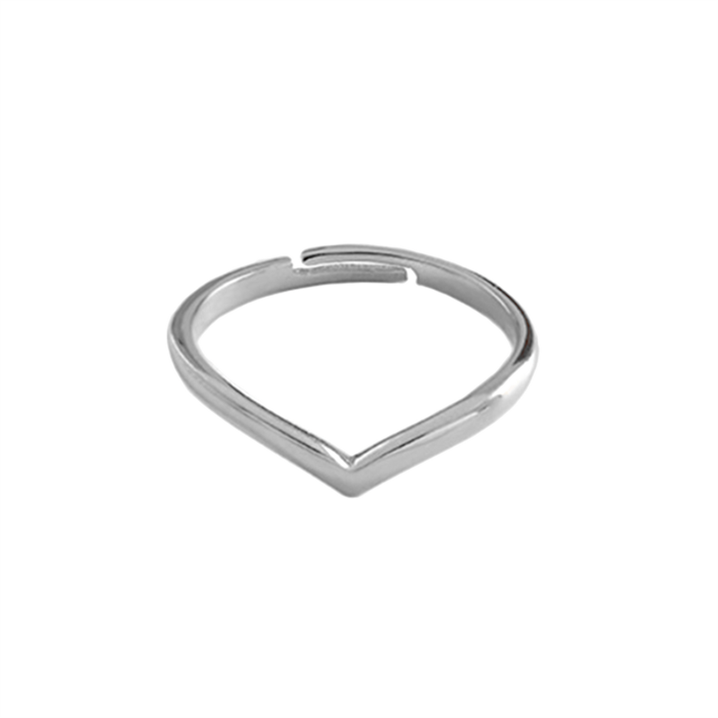 Sterling Silver V Shaped Wishbone Chevron Stackable Adjustable Ring - sugarkittenlondon