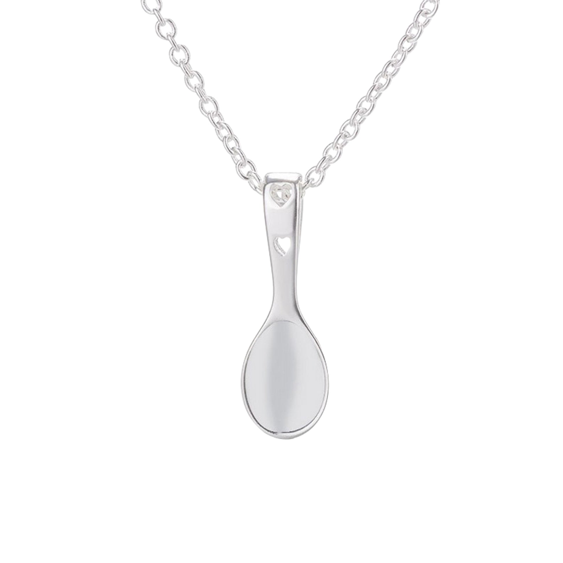 Sterling Silver Love Hearts Spoon Charm Pendant Necklace - sugarkittenlondon