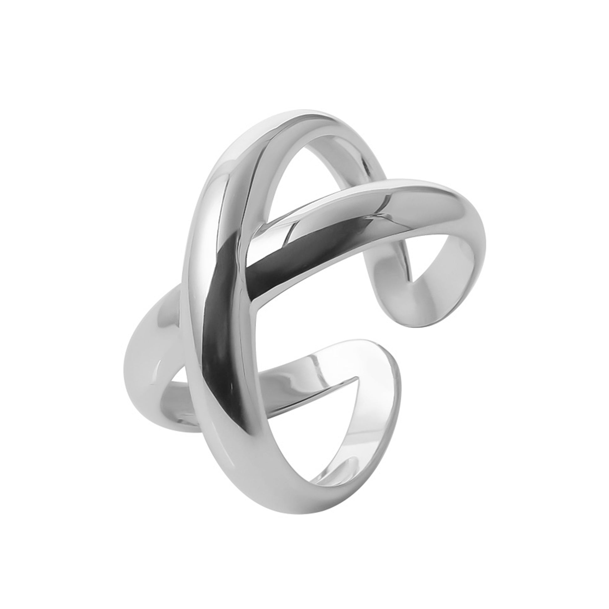 925 Sterling Silver Cross Ring with Chunky Infinity Eternity Love Knot - sugarkittenlondon