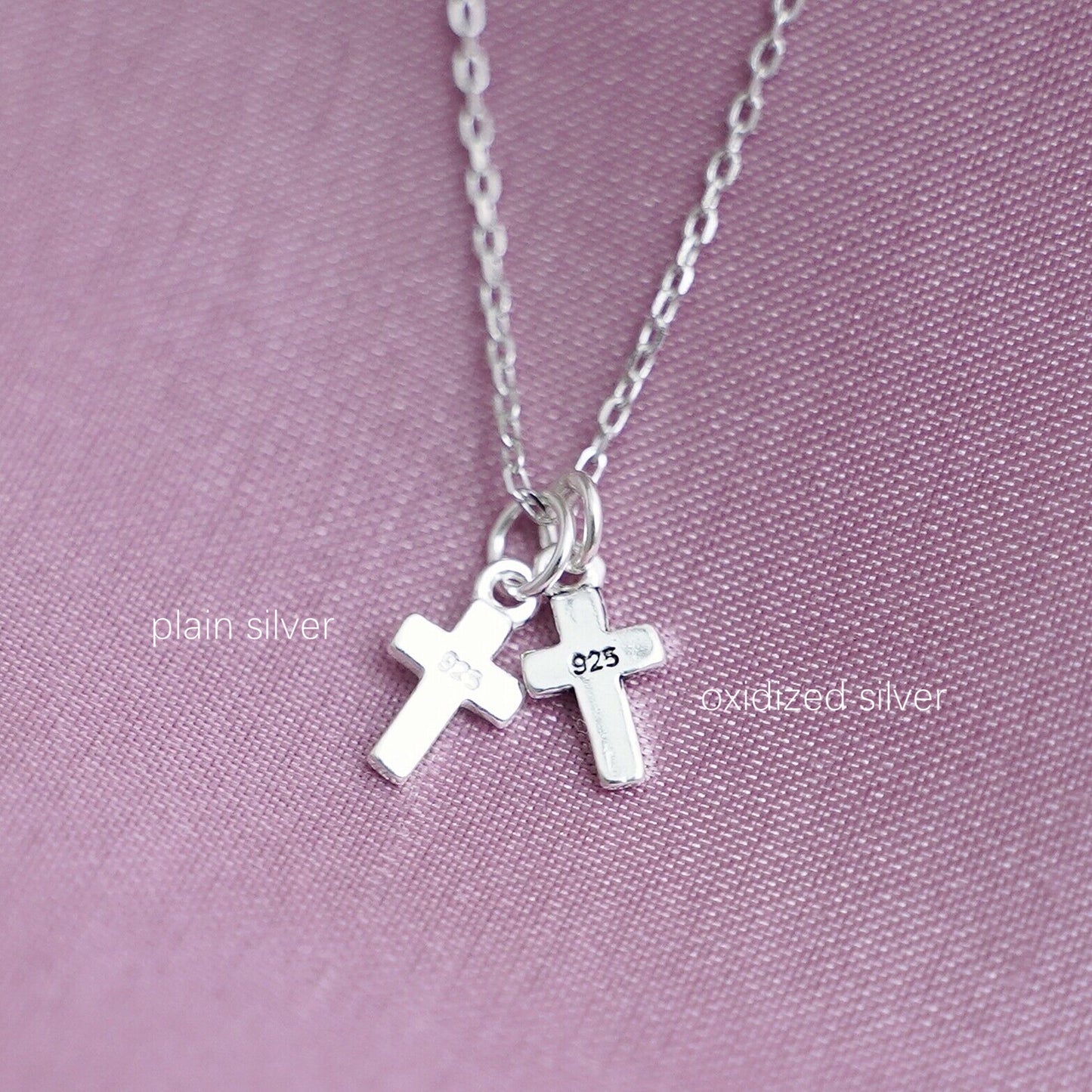 2 Sterling Silver Mini Plain Simple Cross Charms Jewellery Boxed - sugarkittenlondon