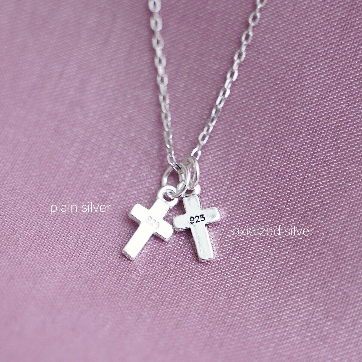 925 Sterling Silver Oxidized Mini Cross Pendant Charms - sugarkittenlondon