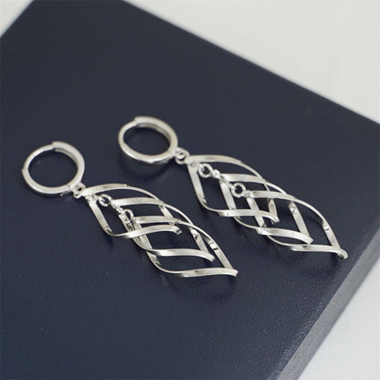 925 Sterling Silver Triple-Layer Dangly Overlapping Teardrop Hoop Earrings - sugarkittenlondon