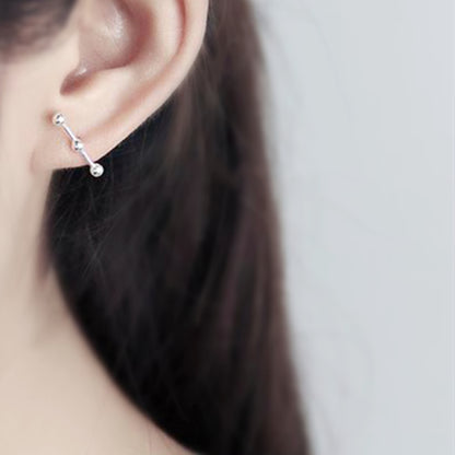 Sterling Silver Triple-Bead Stud Earrings
