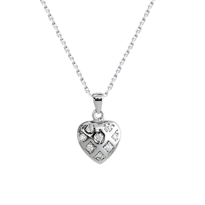 Sterling Silver Heart Necklace with Cubic Zirconia - A Gift for Her