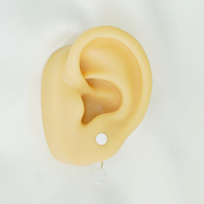 Sterling Silver Brushed Duet Disc Dot Circle Drop Jackets Earrings