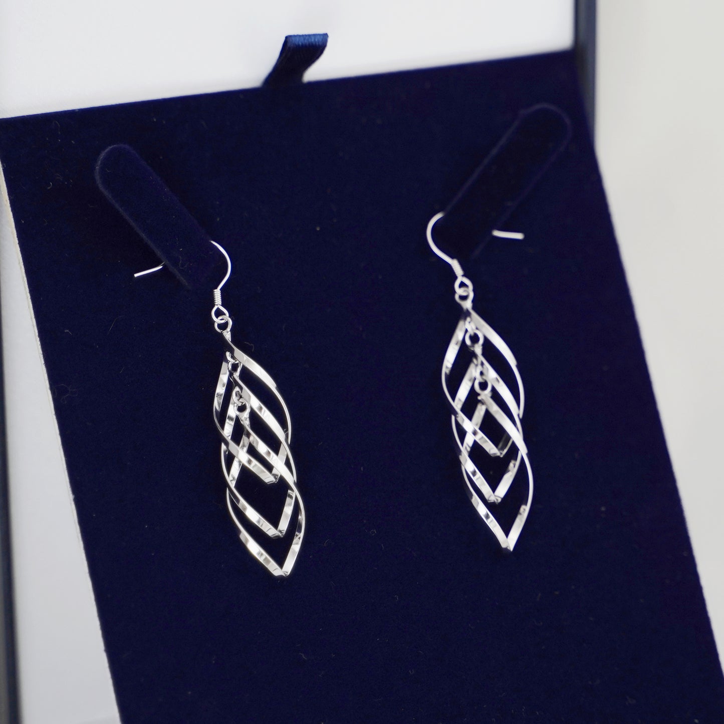 925 Sterling Silver Triple Layer Overlapping Teardrop Hook Earrings - sugarkittenlondon