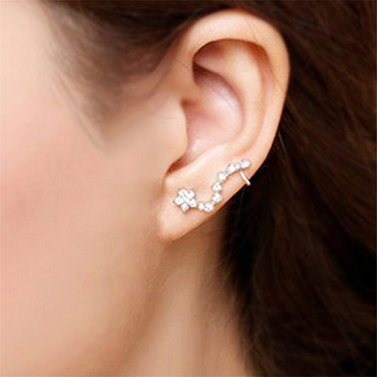 925 Sterling Silver CZ Polaris Celestial Stars Crawler Earrings - sugarkittenlondon