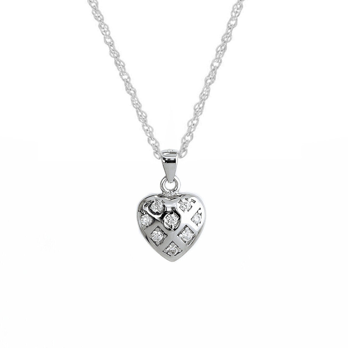Sterling Silver Heart Necklace with Cubic Zirconia - A Gift for Her