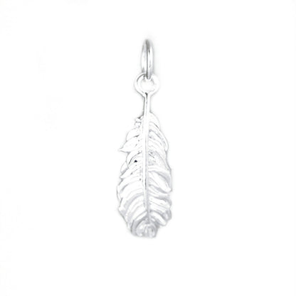 Sterling Silver Feather Leaf Charm Pendant for necklace & earrings