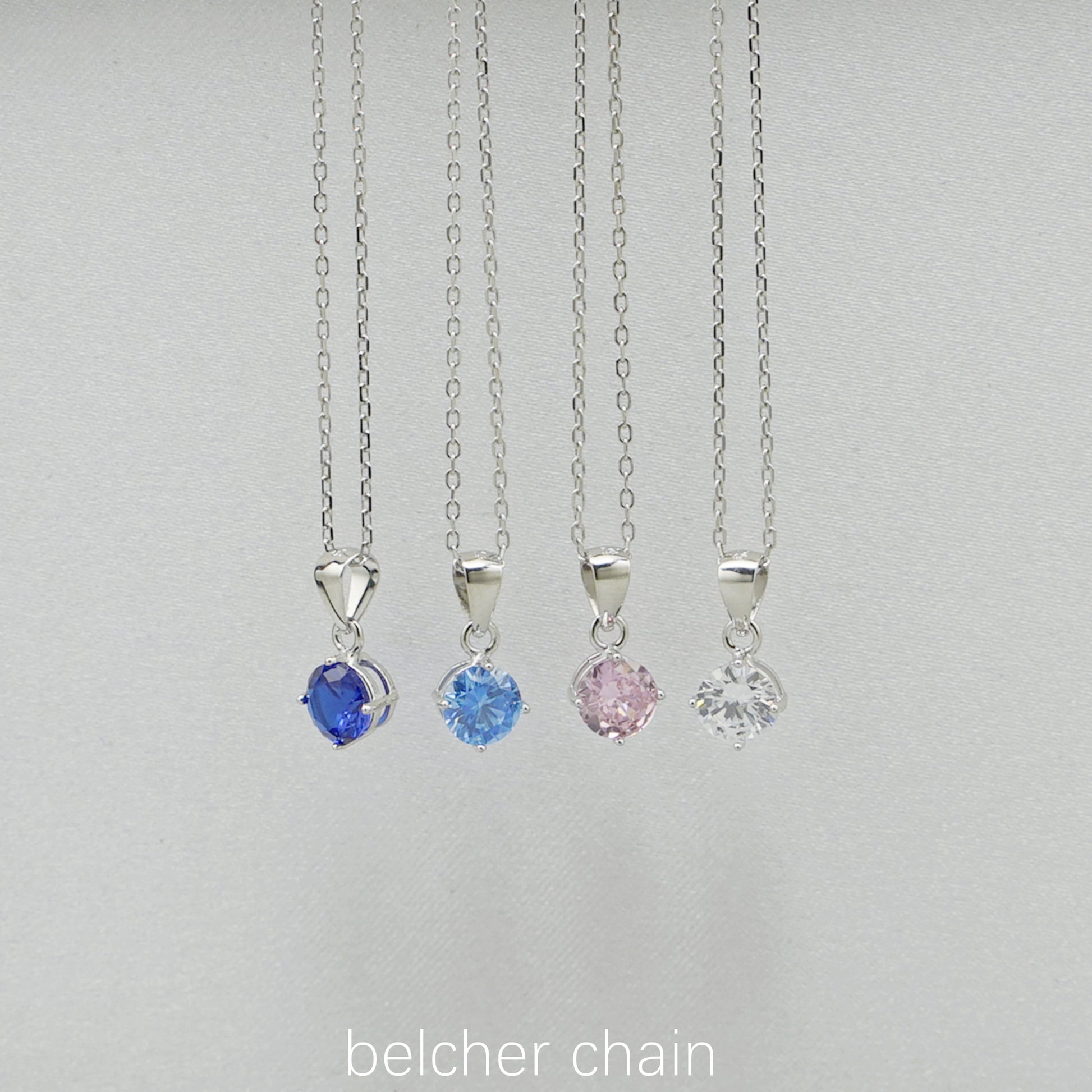 4-Colour Cubic Zirconia Diamanté Pendant Necklace in Sterling Silver - sugarkittenlondon