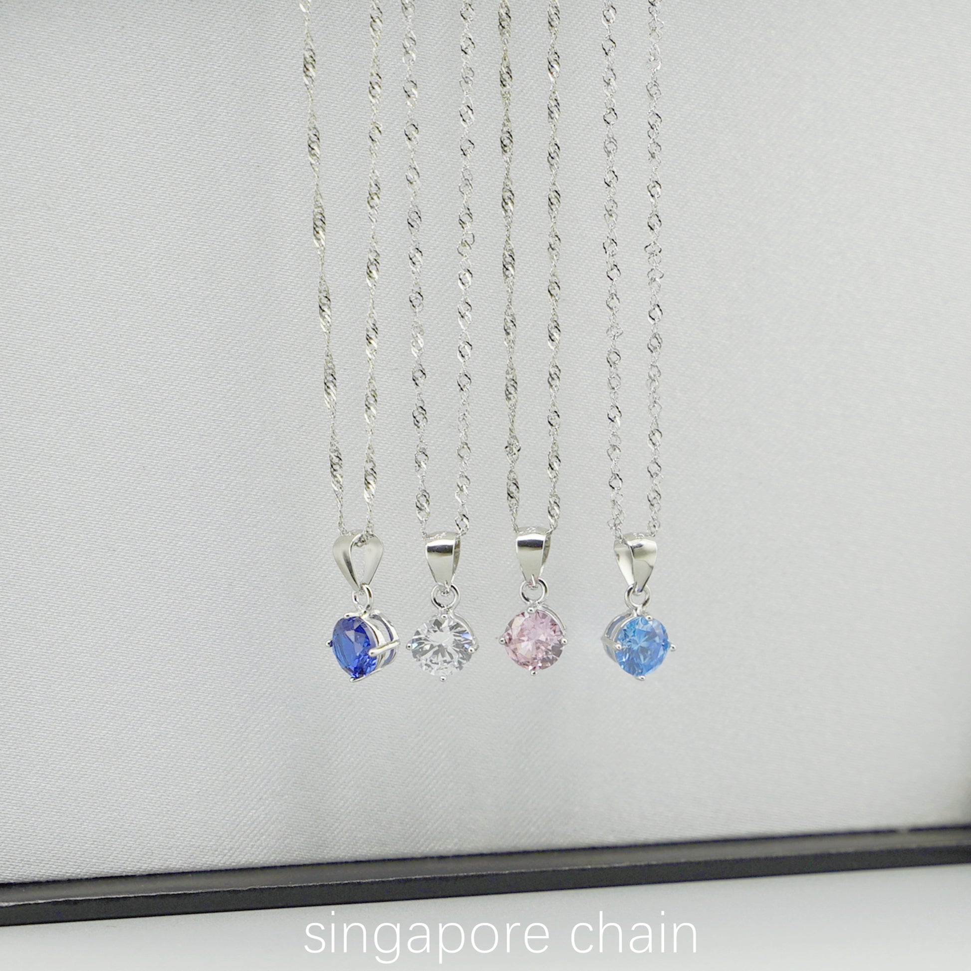 4-Colour Cubic Zirconia Diamanté Pendant Necklace in Sterling Silver - sugarkittenlondon