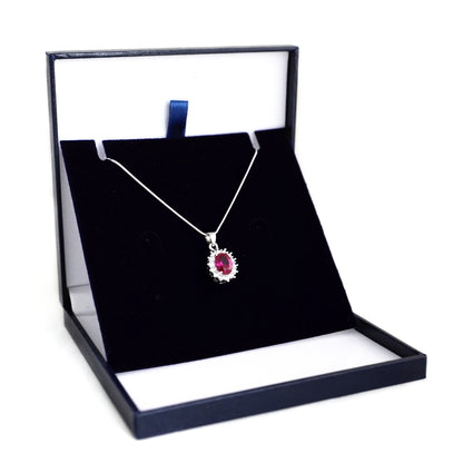 Sterling Silver Red Pink Corundum Cluster Necklace with 3 Chains - sugarkittenlondon