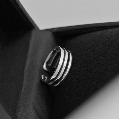 Sterling Silver Triple Parallel Bar Wide Line Open Band Ring Unisex
