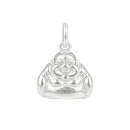 Sterling Silver 2 Sided Shiny Hollow Happy Laughing Buddha Yoga Necklace Bracelet Pendant