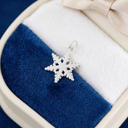 Sterling Silver 18mm Solid Snowflake Necklace Bracelet Charm Pendant 25mm Full Length