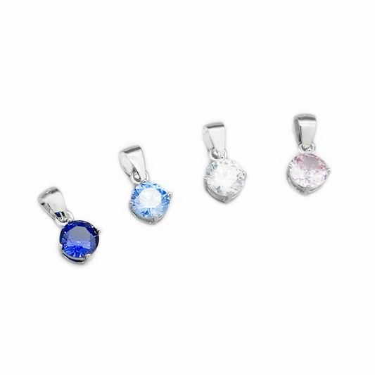 4-Colour Cubic Zirconia Diamanté Pendant Necklace in Sterling Silver