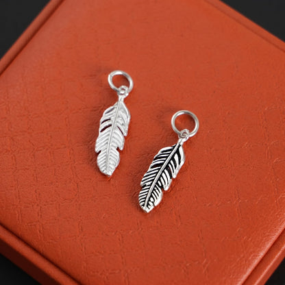 Sterling Silver Small Feather Angel Wing Charm Pendant For Necklace Bracelet Earrings
