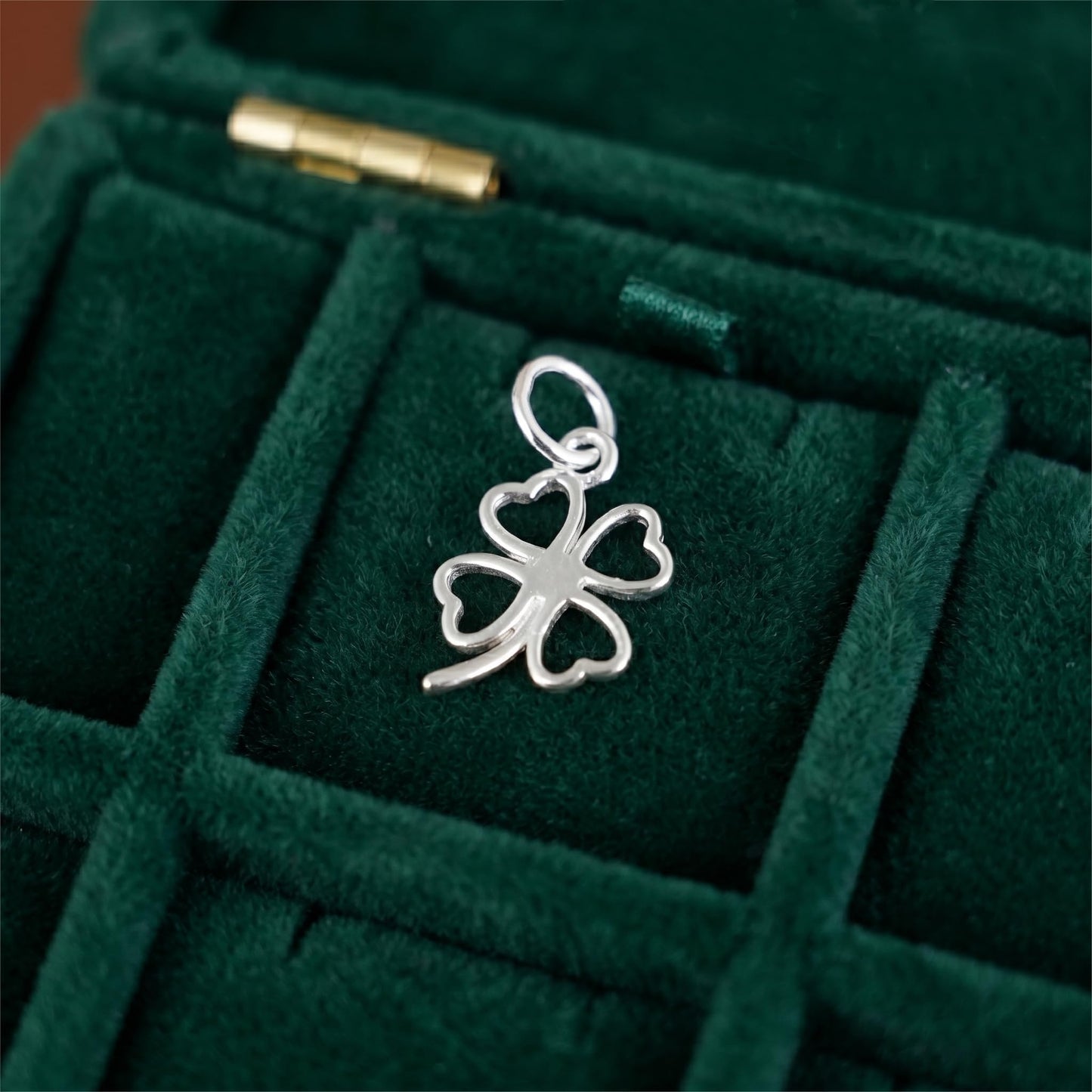 Sterling Silver Lucky Four Leaf Clover Pendant Charm For Necklace Bracelet