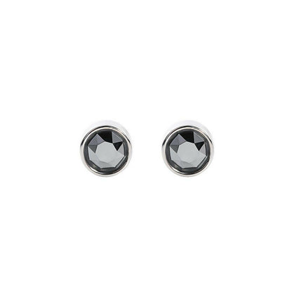925 Sterling Silver CZ Stud Earrings with Round Bezel Setting in Clear or Black