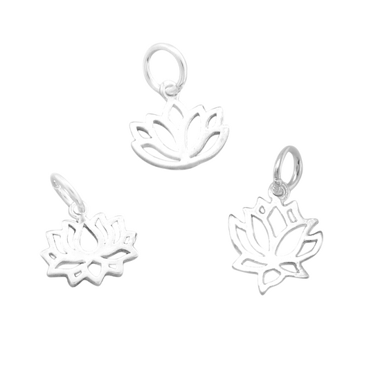 Sterling Silver Lotus Flower Yoga Pendant Zen Namaste Charm