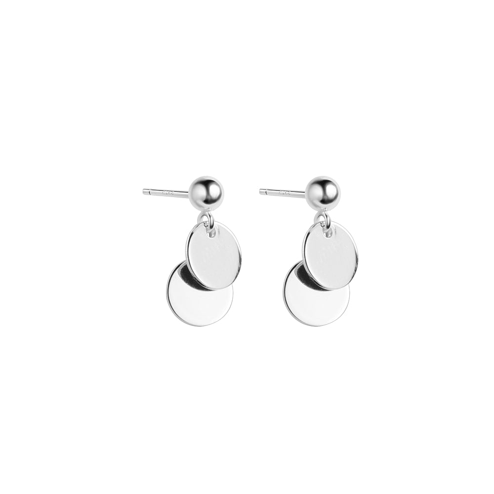 Sterling Silver Bead Stud Earrings with Double Dots 2 Tones - sugarkittenlondon