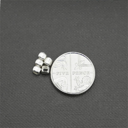 Sterling Silver 3mm Cube Spacer Beads 2mm Hole for DIY Bracelet Necklace - 5 Pcs