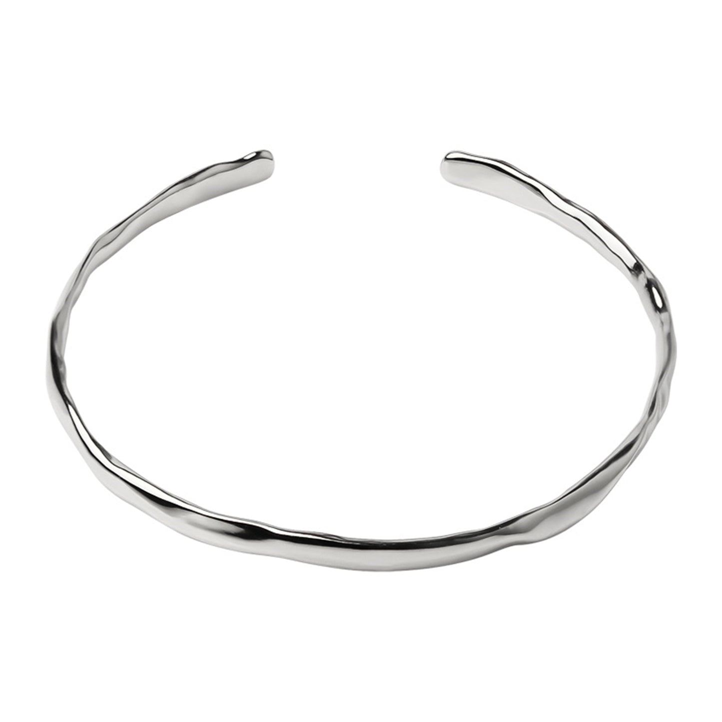 Sterling Silver Solid Polished Hammered Cuff Bangle Bracelet 55mm 7.5g Boxed - sugarkittenlondon