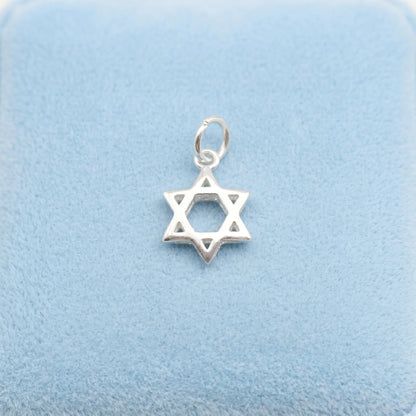 Star of David hollow charm pendant, silver-tone