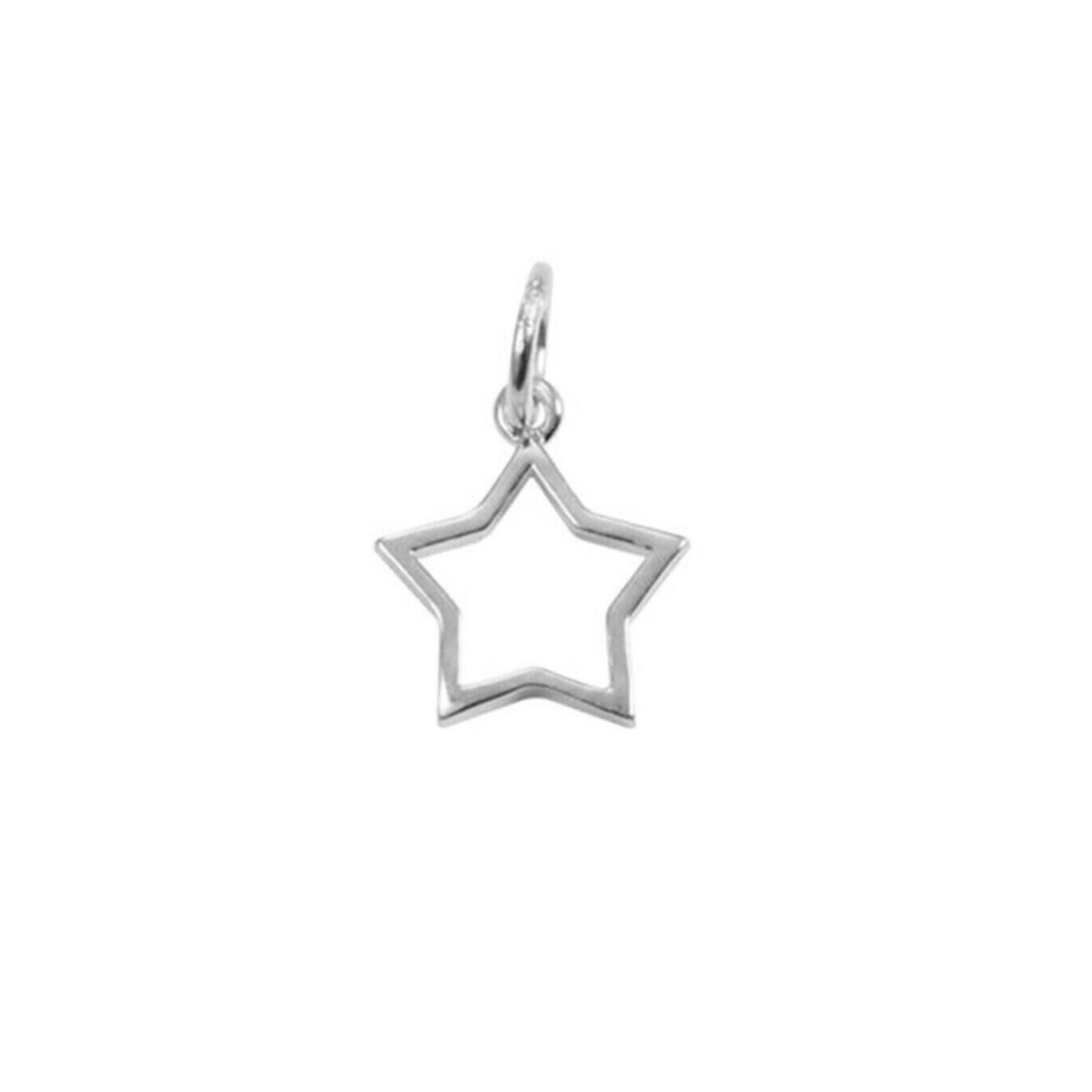 Sterling Silver Hollow Lucky Star Moon Necklace Bracelet DIY Charm Pendant 2 Tones - sugarkittenlondon