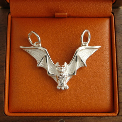 Sterling Silver Flying Bat Gothic Feather Wing Halloween Connector Charm Pendant