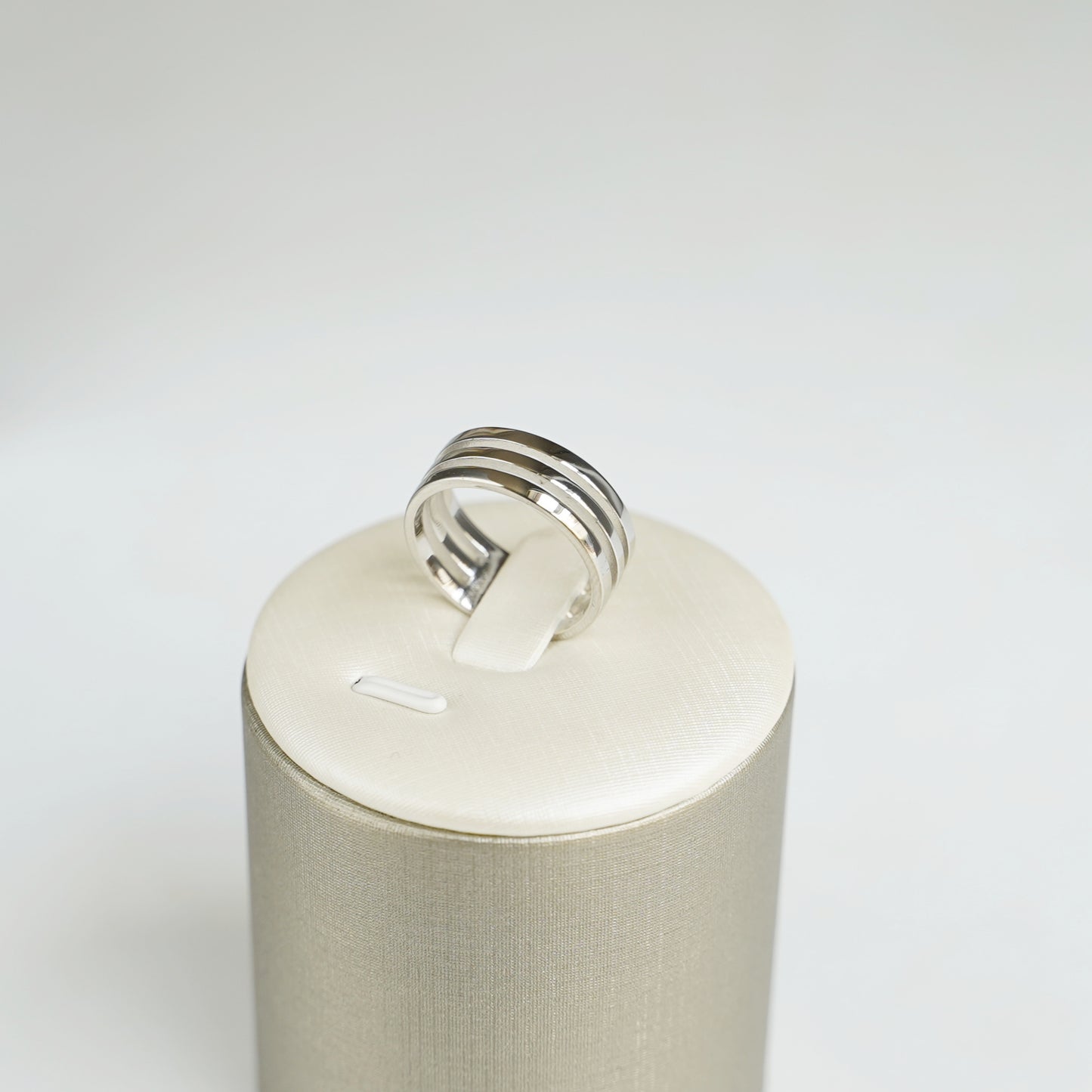 Sterling Silver Triple Parallel Bar Wide Line Open Band Ring Unisex