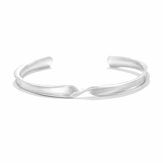Sterling Silver Solid Matte Twist Concave Rope Cuff Bangle Unisex Full UK Hallmark 16cm 6.3''