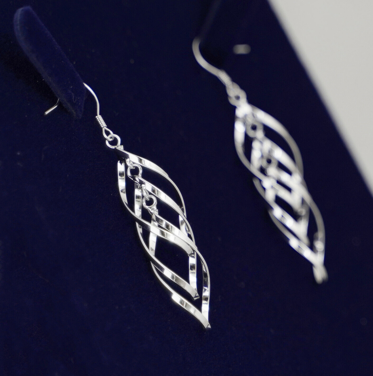 925 Sterling Silver Triple Layer Overlapping Teardrop Hook Earrings - sugarkittenlondon